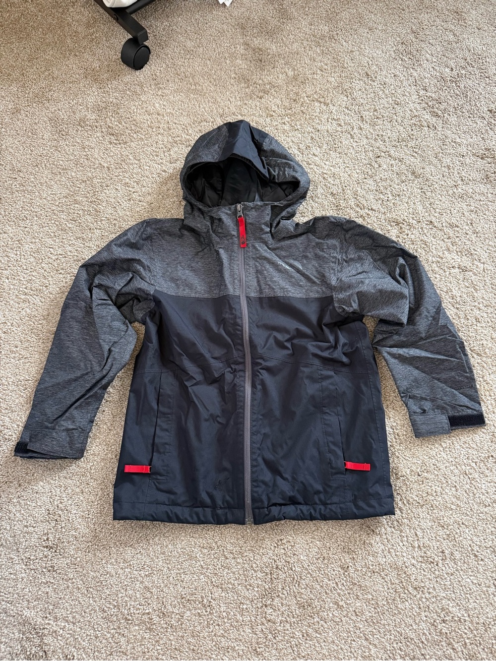 The North Face Kids' Hooded Two-Tone Black & Gray Zip Up Jacket Size Small 7/8